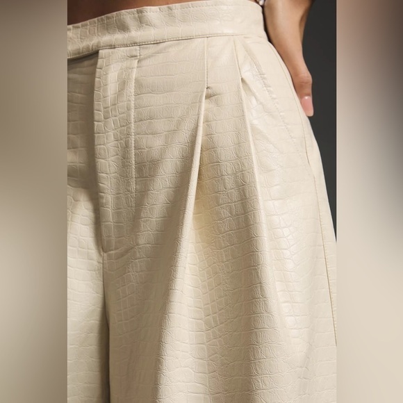 NWT Stella Nova Harpa Faux Leather Culotte Trousers Size L Wide Leg Cropped - Picture 5 of 6